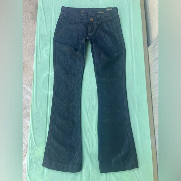 METALLIC BLUE SHINY JEANS BY EXPRESS MODEL STELLA NWT SIZE 0 - Picture 4 of 16